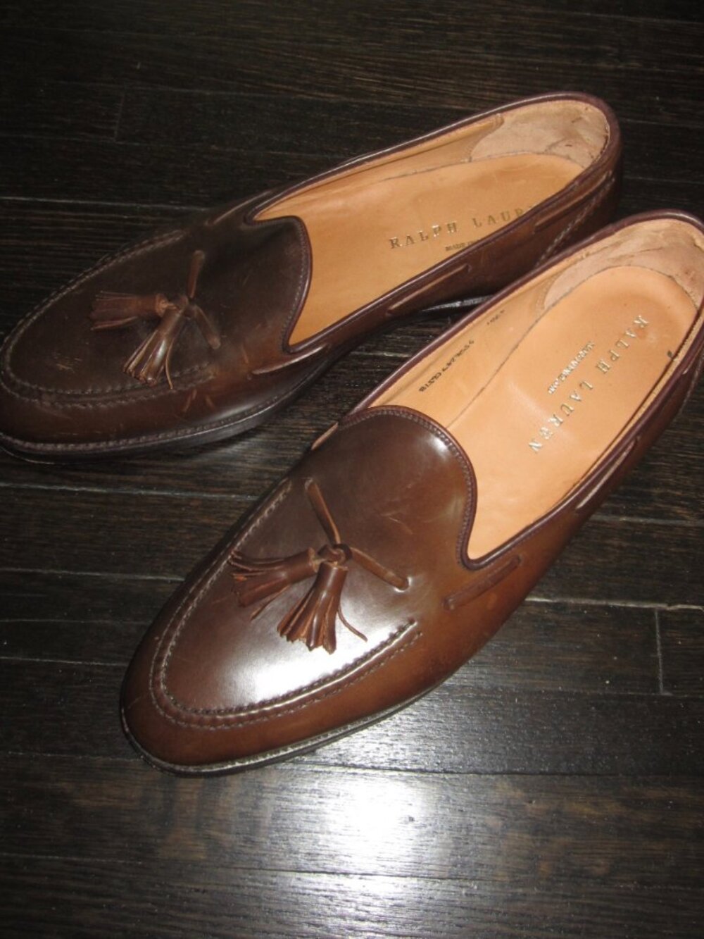 RALPH LAUREN Crockett & Jones Marlow Shell Cordovan Tassel Loafer Shoes 10 1/2 D - Picture 6 of 12